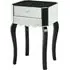 Orca Mirrored Glass Side Table with Wooden Legs - Black