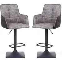 Ordos Bar Stools with Metal Base - Light Grey, Fabric