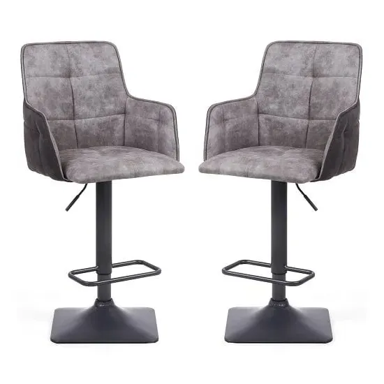 Ordos Bar Stools with Metal Base - Light Grey, Fabric image