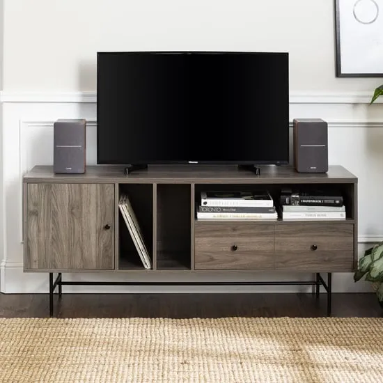 Oreca TV Stand with Door and 2 Drawers - Slate Grey