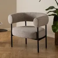 Oregon Lounge Chair with Black Frame - Beige, Fabric