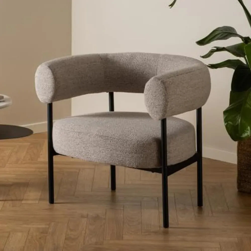 Oregon Lounge Chair with Black Frame - Beige, Fabric