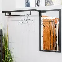 Orem Wall Hung Coat Rack with Mirror - Anthracite, Metal