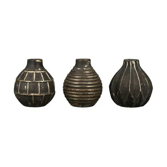 Orient Set of 3 Small Vases - Brown, Glass image