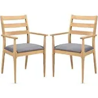 Orillia Carver Dining Chairs with Fabric Seat - Oak