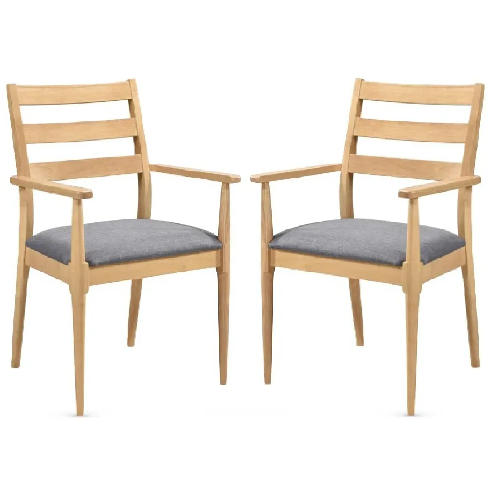 Orillia Carver Dining Chairs with Fabric Seat - Oak