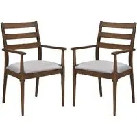 Orillia Carver Dining Chairs with Fabric Seat - Walnut