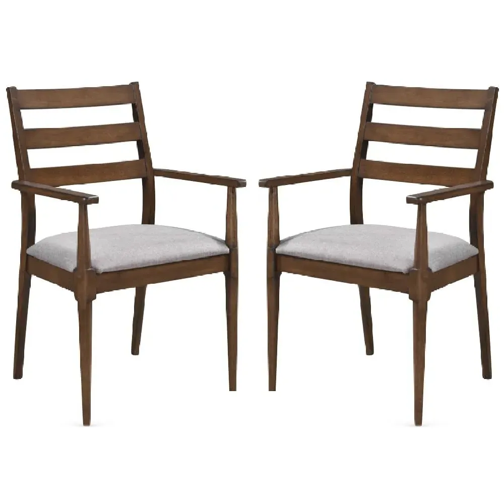 Orillia Carver Dining Chairs with Fabric Seat - Walnut