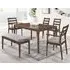 Orillia Dining Set with 4 Chairs and Bench - Walnut