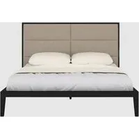 Orillia King Size Bed with Fabric Headboard - Beige, Wenge