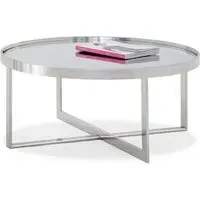 Orillia Mirrored Coffee Table with Steel Frame - Clear
