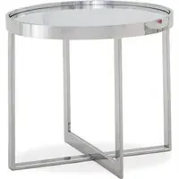Orillia Mirrored End Table with Steel Frame - Clear