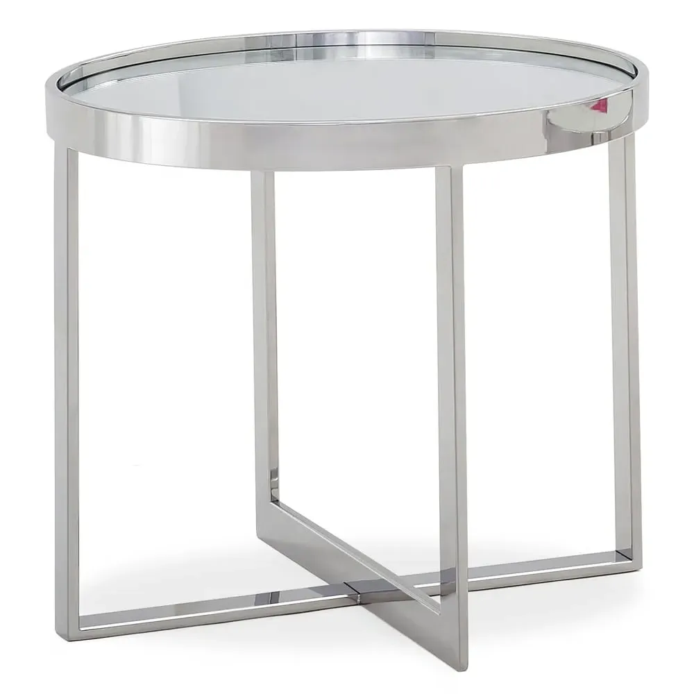 Orillia Mirrored End Table with Steel Frame - Clear image