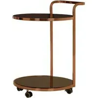 Orion 2 Tier Drinks Trolley - Black, Rose Gold