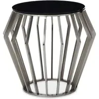 Orion Round Side Table - Black, Silver
