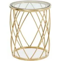 Orion Round Side Table - Gold, Glass