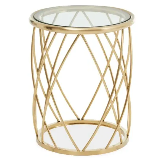 Orion Round Side Table - Gold, Glass image