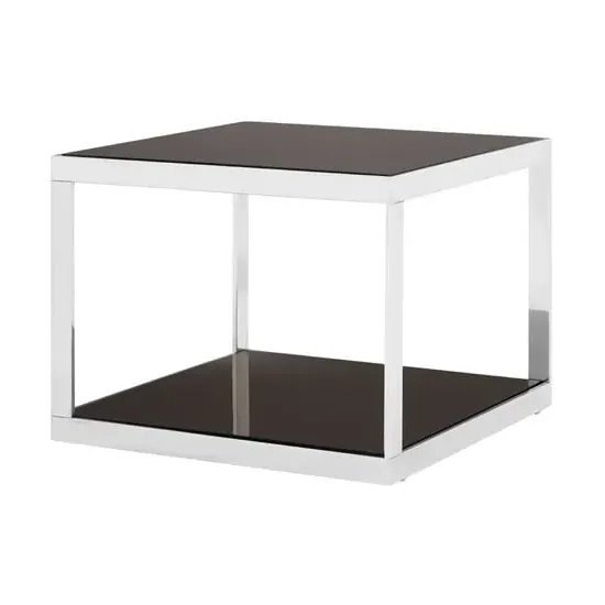 Orion Square Coffee Table - Black Glass, Silver Frame product