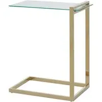 Orizone C-Shaped End Table - Clear Glass, Gold Steel