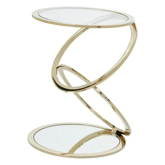 Orizone End Table with Ring Base - Gold, Glass