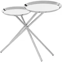 Orizone Mirrored Side Table with Cross Leg Base - Silver, Metal