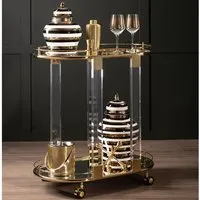 Orizone Oval Drinks Trolley - Gold, Glass