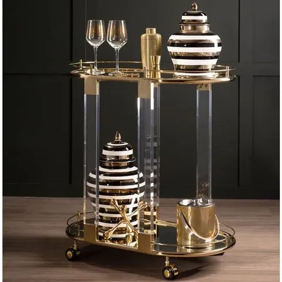 Orizone Oval Drinks Trolley - Gold, Glass