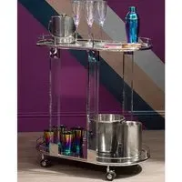 Orizone Oval Drinks Trolley - Silver, Glass