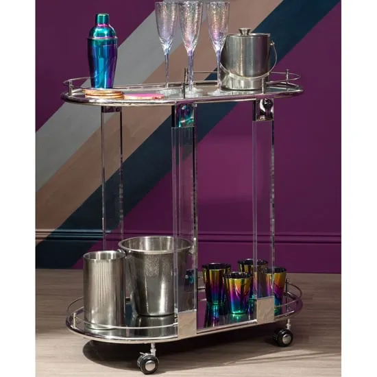 Orizone Oval Drinks Trolley - Silver, Glass