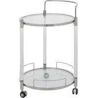 Orizone Round Drinks Trolley with Castors - Silver, Glass