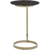 Orizone Round End Table - Black Marble Effect, Glass
