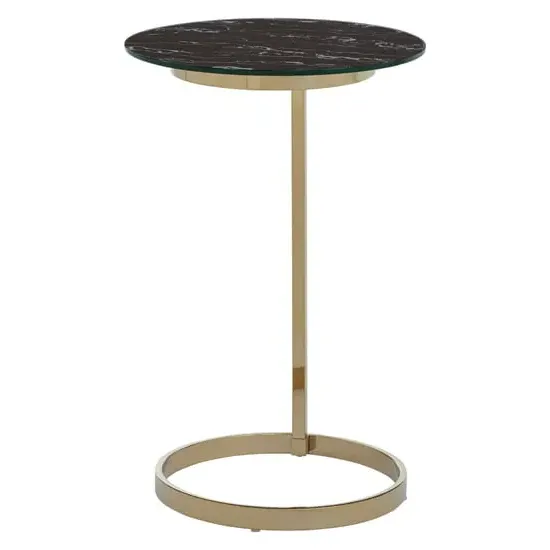 Orizone Round End Table - Black Marble Effect, Glass image