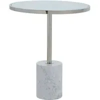 Orizone Round End Table - White, Marble