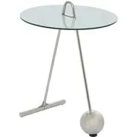 Orizone Round End Table - White Marble Effect, Glass