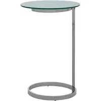 Orizone Round End Table - White Marble Effect, Glass