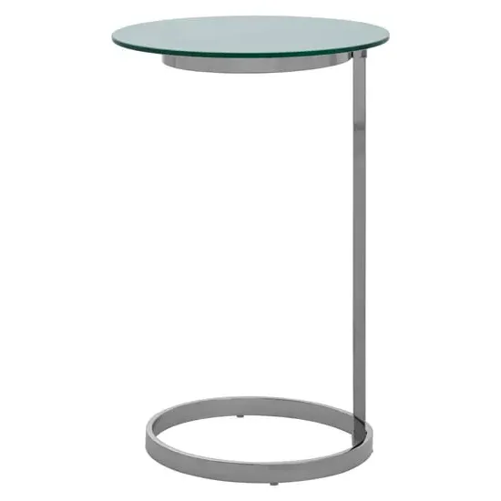 Orizone Round End Table - White Marble Effect, Glass image