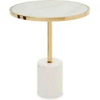 Orizone Round End Table - White, Marble