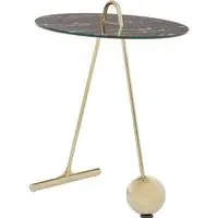 Orizone Round End Table with Gold Base - Black Marble Effect