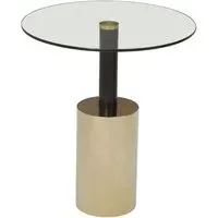 Orizone Round End Table with Pedestal Base - Gold, Glass