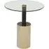 Orizone Round End Table with Pedestal Base - Gold, Glass