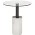 Orizone Round End Table with Pedestal Base - Silver, Glass