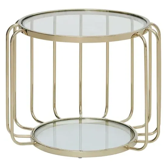 Orizone Side Table with Cage Base - Gold, Glass image