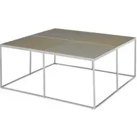 Orizone Square Glass Coffee Table - Gold, Stainless Steel