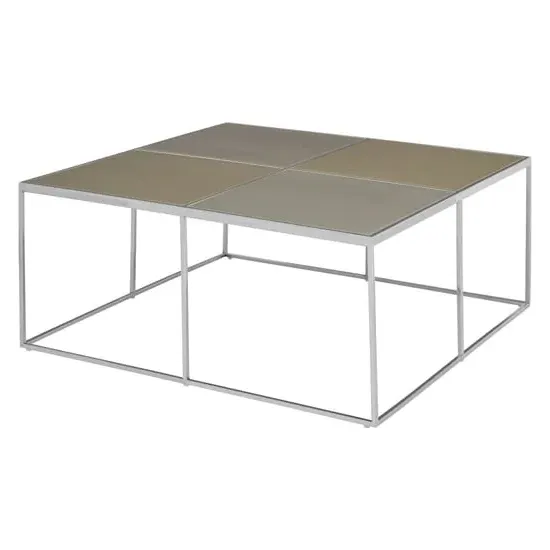Orizone Square Glass Coffee Table - Gold, Stainless Steel image
