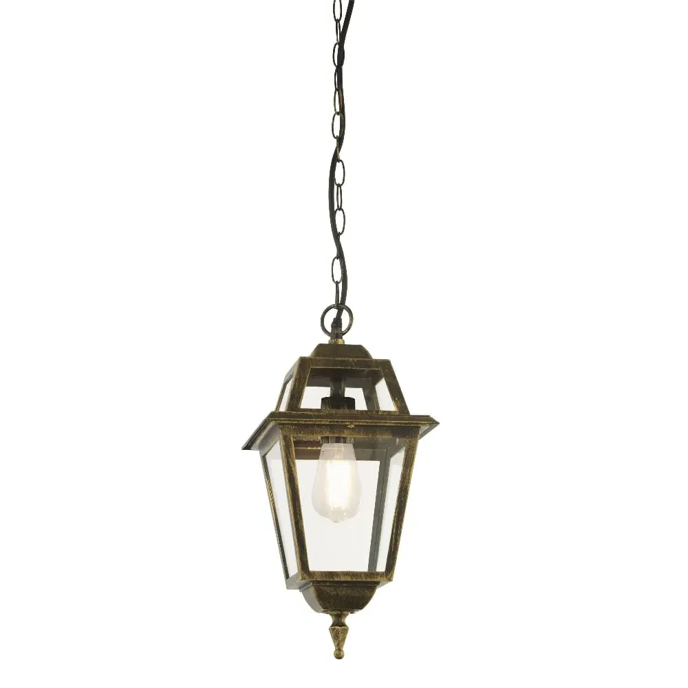 Orleans Glass Pendant Lantern Light - Black Gold