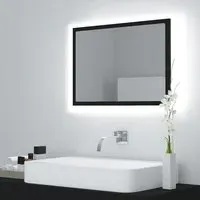 Ormond Bathroom Mirror with LED Lights - Black, Wood