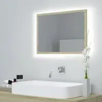 Ormond Bathroom Mirror with LED Lights - Sonoma Oak, Wood