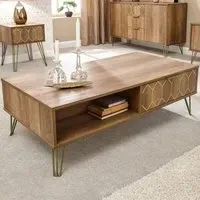 Ormskirk Coffee Table with 2 Drawers - Oak, Wood