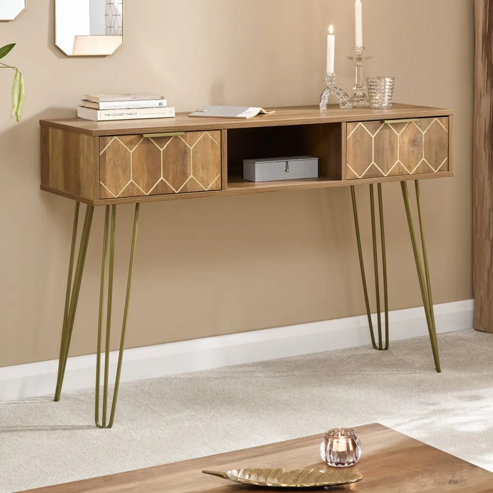 Ormskirk Console Table with 2 Drawers - Oak, Wood