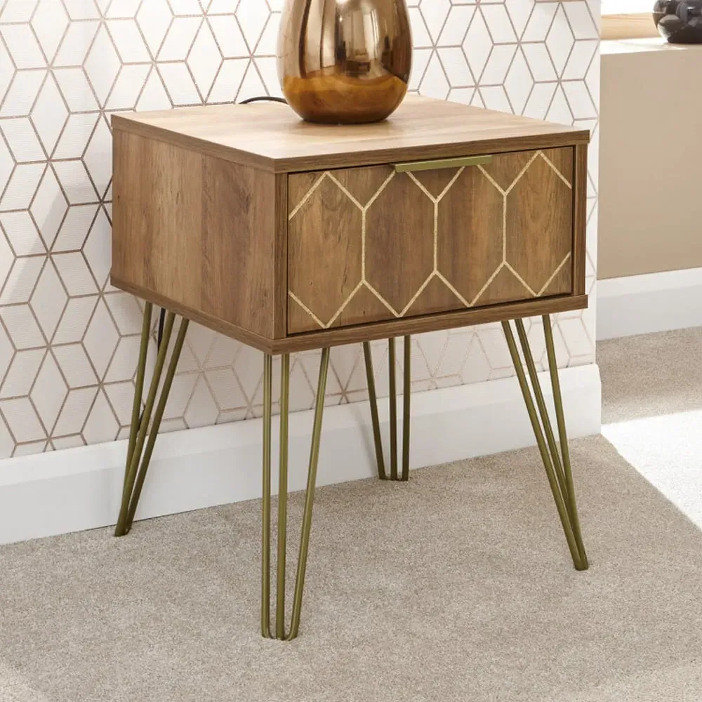 Ormskirk Lamp Table with 1 Drawer - Oak, Wood image